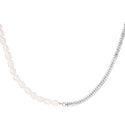Yehwang Necklace Duo Pearls 2 Rows of Rhinestones