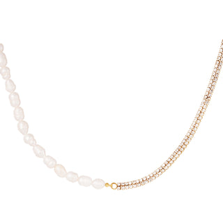 Kaufen gold Yehwang Halskette Duo Perlen 2 Reihen Strasssteine