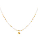 Yehwang Necklace White Beads Pearls Sun Gold