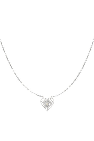 Koop silver Bijoutheek Necklace Heart Pearl