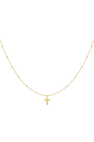 Koop gold Bijoutheek Necklace Small Balls Cross