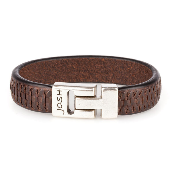 JOSH Silver colored/brown bracelet 24535-BRA-BROWN (LENGTH: 20.5-22.5 CM)