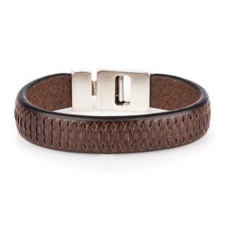 JOSH Silver colored/brown bracelet 24535-BRA-BROWN (LENGTH: 20.5-22.5 CM)