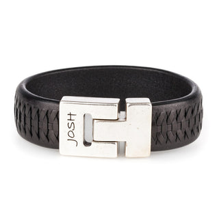 JOSH Silver colored/black bracelet 24536-BRA-BLACK (LENGTH: 22.5-23.5 CM)