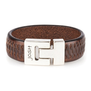 JOSH Silver colored/brown bracelet 24536-BRA-BROWN (LENGTH: 22.5-23.5 CM)