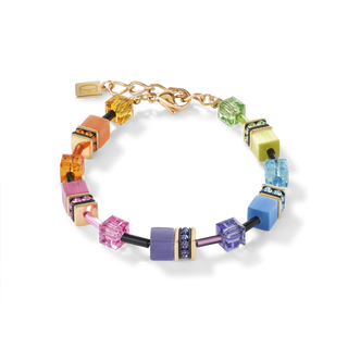 Coeur de Lion sieraad Geocube Armband multicolour rainbow gold