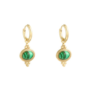 Yehwang Earring Green Stone Gold