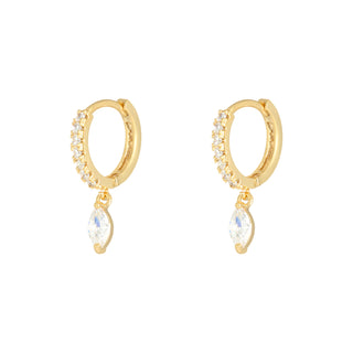 Yehwang earrings oval stone gold