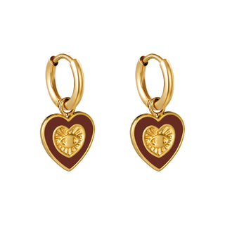 Yehwang earring heart red/gold