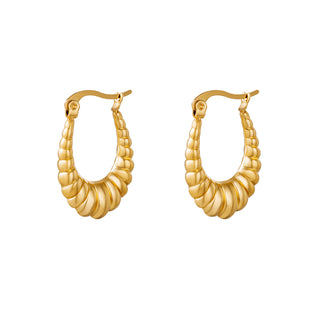 Koop gold Yehwang earring oval hoops decorated