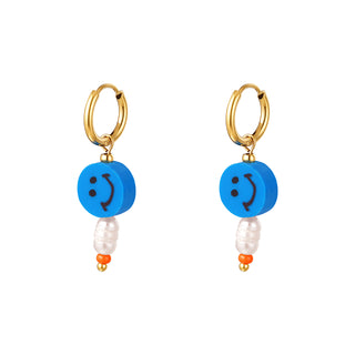 Koop blue Yehwang Earring Smiley Pearl multiple colors Gold