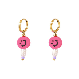 Koop pink Yehwang Earring Smiley Pearl multiple colors Gold