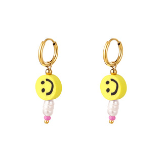 Yehwang Ohrring Smiley Pearl mehrere Farben Gold