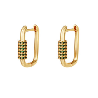 Koop green Yehwang Earrings Oval Zirconia Stones