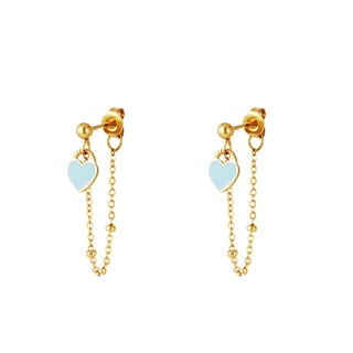 Koop blue Yehwang Stud Earring Heart Necklace