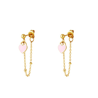 Koop pink Yehwang Stud Earring Heart Necklace