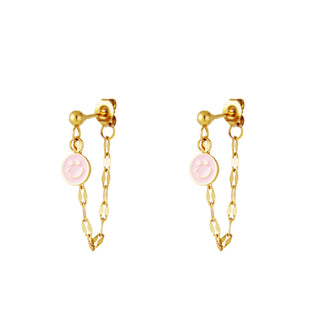 Koop pink Yehwang Ear Stud Smiley Necklace