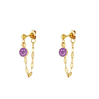 Koop purple Yehwang Ear Stud Smiley Necklace
