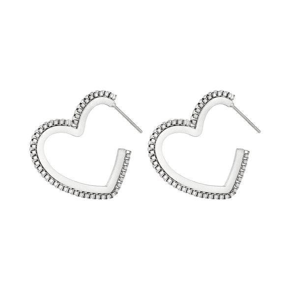 Yehwang Earring Heart Necklace Silver