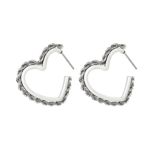 Yehwang Earring Heart Twisted Necklace