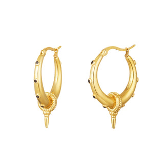 Koop gold Bijoutheek Earrings Bali Black Stone Small