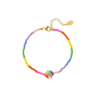 Bijoutheek-Armband (Schmuck) Regenbogen mit Smiley-Blume