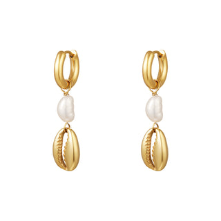 Bijoutheek Earrings Shell And Pearl Gold
