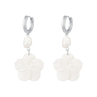 Koop silver Bijoutheek Earrings Opal Flower And Pearl Gold