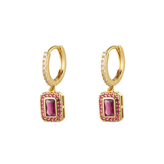 Koop pink Bijoutheek Earrings Square zirconia - Sparkle collection