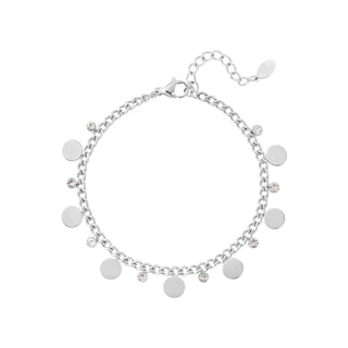 Koop silver Bijoutheek Bracelet (jewelry) Discs and white stones 0290006