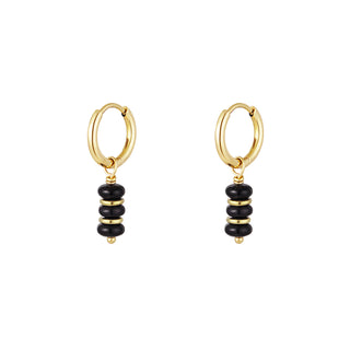 Kaufen schwarz Bijoutheek-Ohrringe mit drei Steinen und Scheiben