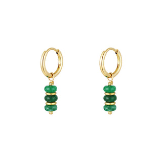 Kaufen grun Bijoutheek-Ohrringe mit drei Steinen und Scheiben
