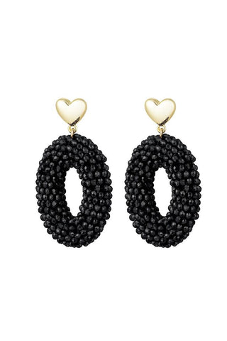 Bijoutheek Stud Earrings Heart Hoop Oval Beads