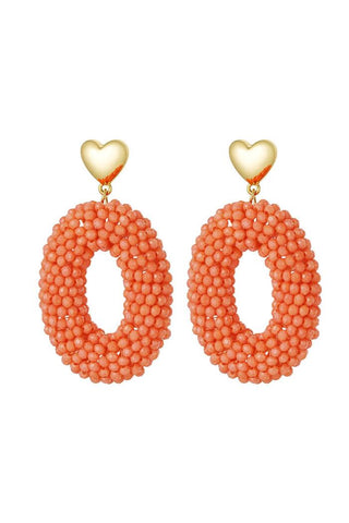 Koop orange Bijoutheek Stud Earrings Heart Hoop Oval Beads