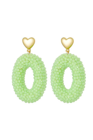 Koop green Bijoutheek Stud Earrings Heart Hoop Oval Beads