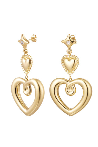 Koop gold Bijoutheek Ear Studs Spark Double Heart