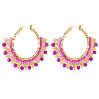 Koop fuchsia Bijoutheek Earrings Beads