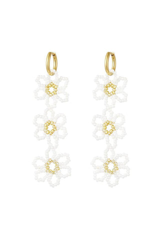 Koop white Bijoutheek Ear Studs Triple Flower Beads
