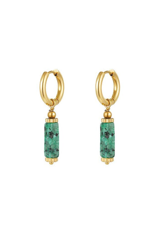 Koop green Bijoutheek Earrings Square Gemstone