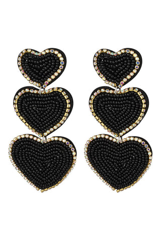 Kaufen schwarz Bijoutheek Ohrstecker 3 Herzen kleine Perlen