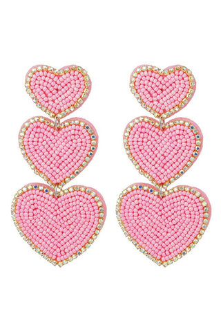Koop light-pink Bijoutheek Ear Studs 3 Hearts Small Beads