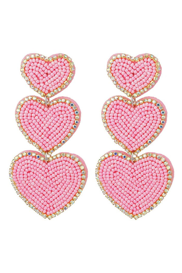 Bijoutheek Ear Studs 3 Hearts Small Beads