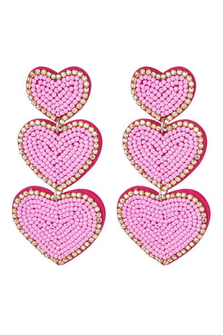 Koop pink Bijoutheek Ear Studs 3 Hearts Small Beads