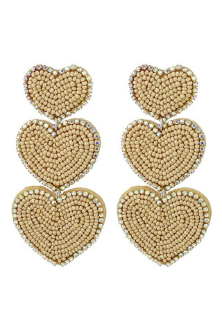 Koop beige Bijoutheek Ear Studs 3 Hearts Small Beads