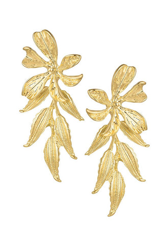 Koop gold Bijoutheek Ear Studs Tropical Leaves