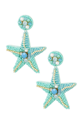 Koop turquoise Bijoutheek Ear Studs Starfish