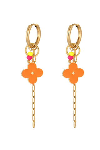 Koop orange Bijoutheek Earrings Colored Clover Necklace