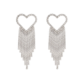 Bijoutheek Stud Earrings Heart String White Stone Crystal