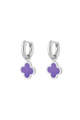 Koop purple Bijoutheek Earrings Clover Enamel