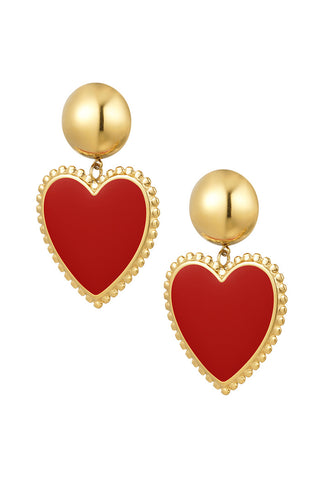 Koop red Bijoutheek Ear studs heart enamel gold